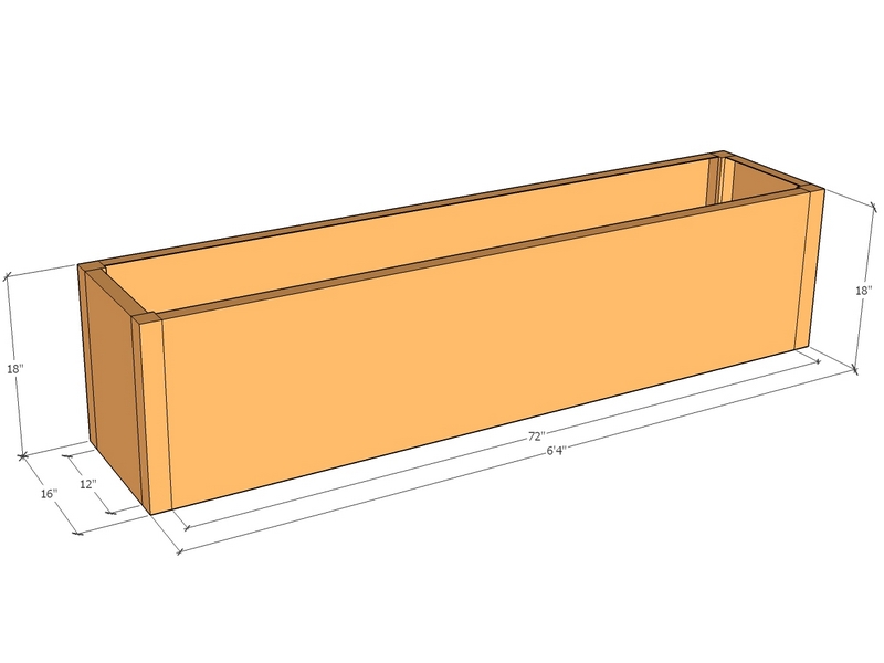 Rectangular planter kit 6'4" x 16" x 18"T