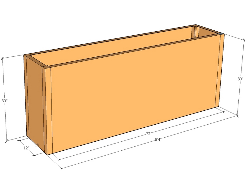 Rectangular planter kit 6'4" x 16" x 30"T