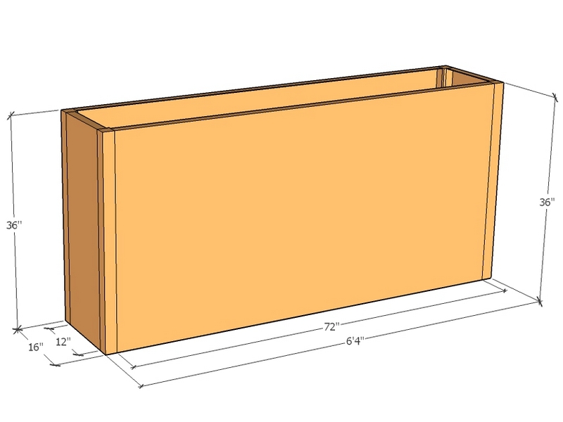 Rectangular planter kit 6'4" x 16" x 36"T