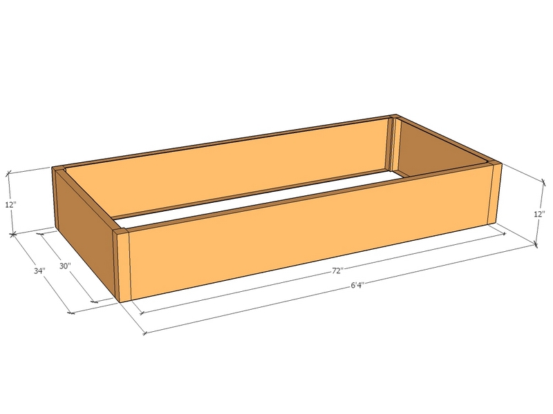 Rectangular planter kit 6'4" x 34" x 12"T