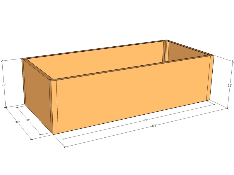 Rectangular planter kit 6'4" x 34" x 21"T