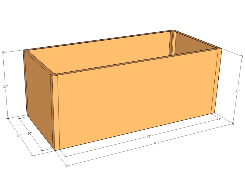 Rectangular planter kit 6'4" x 34" x 30"T