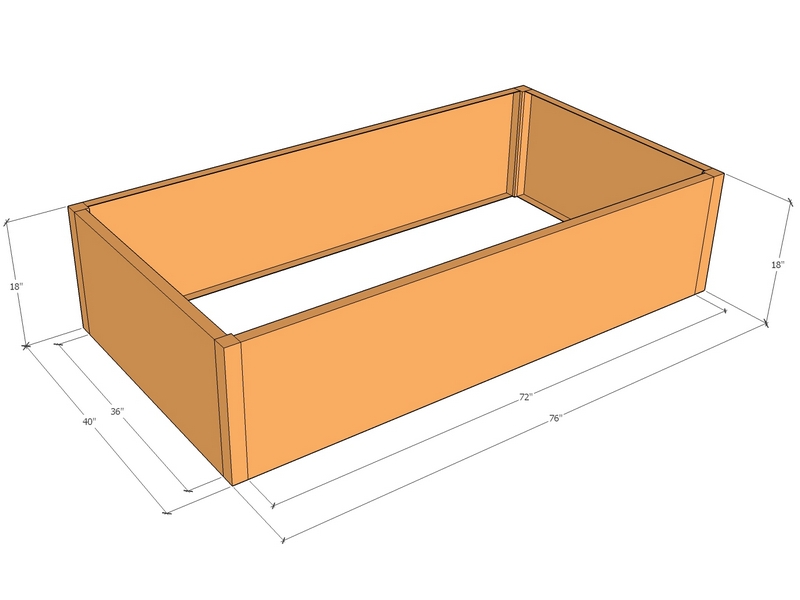 Rectangular planter kit 6'4" x 40" x 18"T