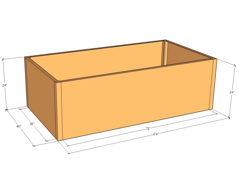 Rectangular planter kit 6'4" x 40" x 24"T