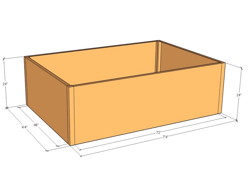 Rectangular planter kit 6'4" x 4'4" x 24"T