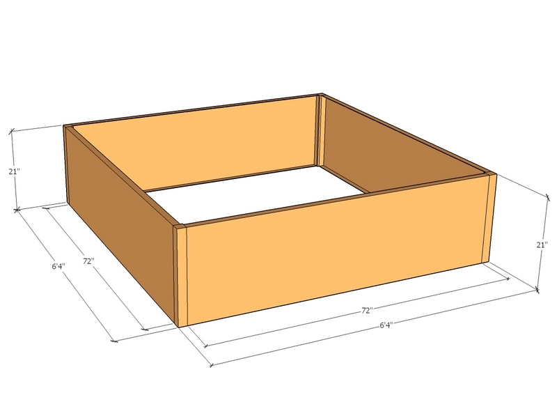 Rectangular planter kit 6'4" x 6'4" x 21"T