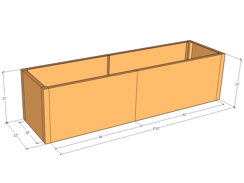 Rectangular planter kit 6'10" x 22" x 21"T