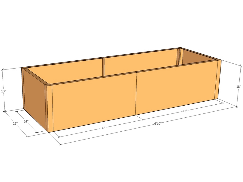 Rectangular planter kit 6'10" x 28" x 18"T