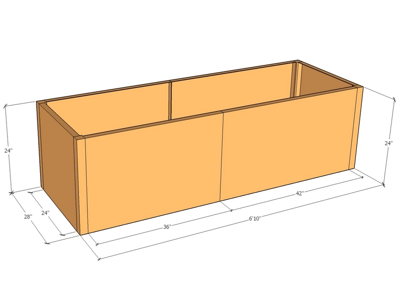 Rectangular planter kit 6'10" x 28" x 24"T
