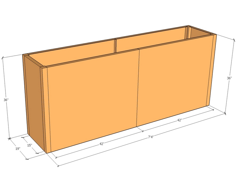 Rectangular planter kit 7'4" x 19" x 36"T