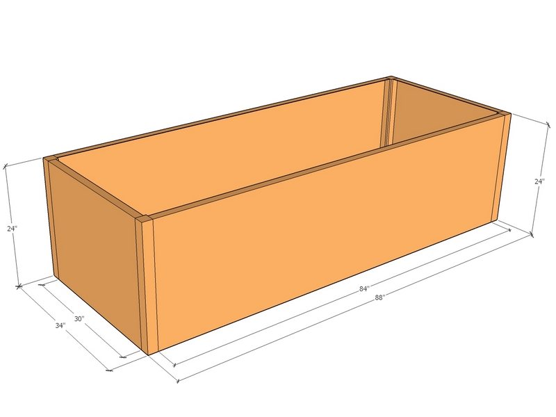 Rectangular planter kit 7'4" x 34" x 24"T