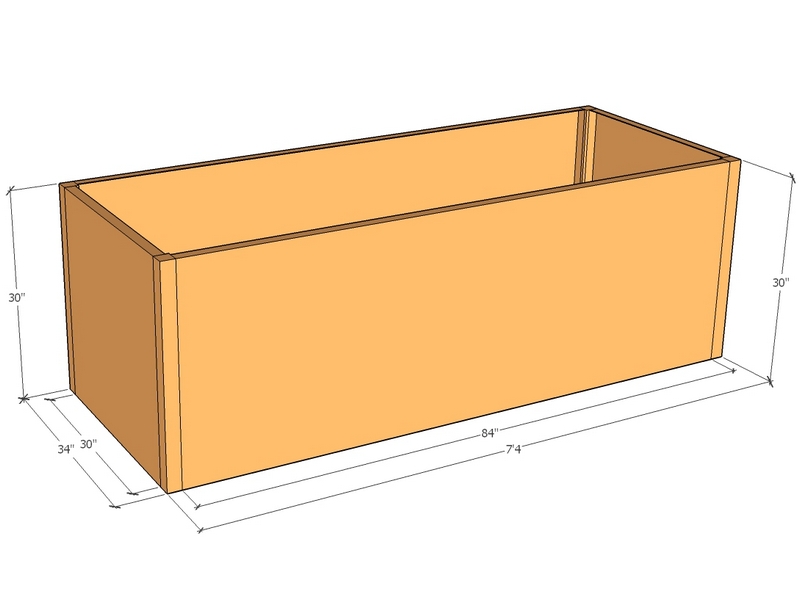 Rectangular planter kit 7'4" x 34" x 30"T