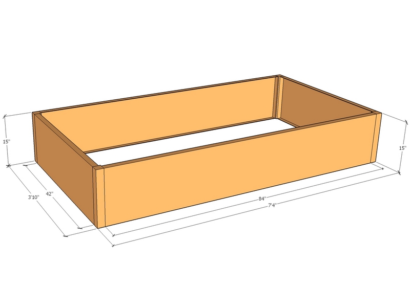 Rectangular planter kit 7'4" x 3'10" x 15"T
