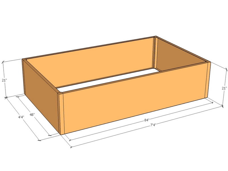 Rectangular planter kit 7'4" x 4'4" x 21"T