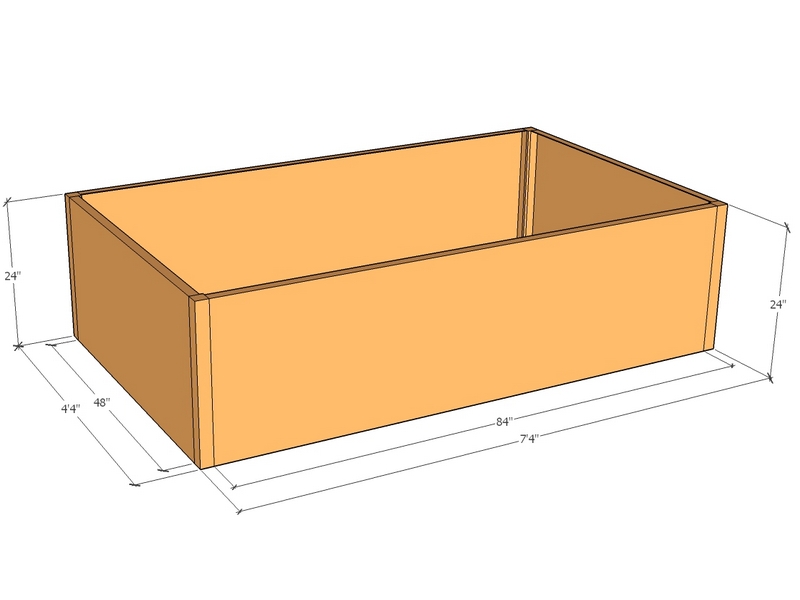 Rectangular planter kit 7'4" x 4'4" x 24"T