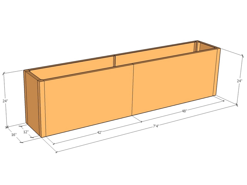 Rectangular planter kit 7'10" x 16" x 24"T
