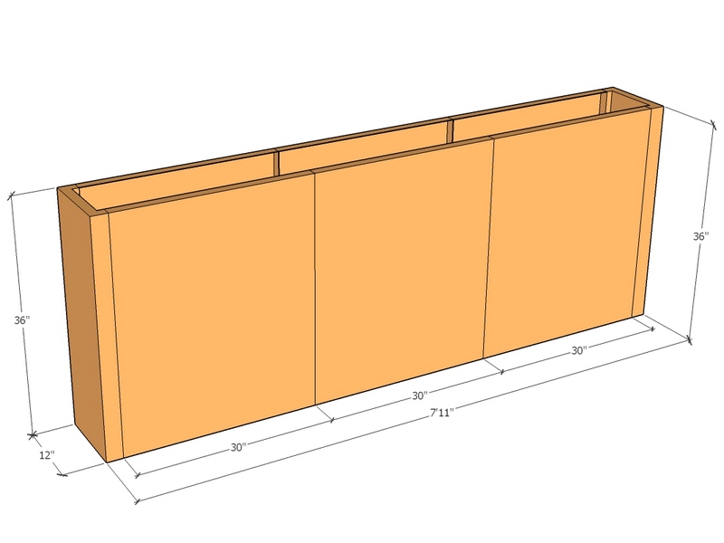 Rectangular planter kit 7'11" x 12" x 36"T