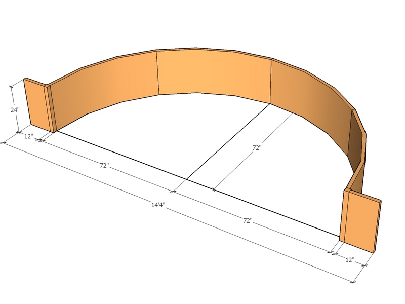 Retain wall Curv 14'4"L x 72"rad 24" T