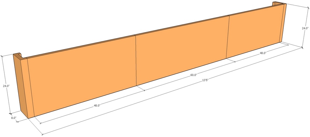 Retaining wall straight 13'5 x 24" Tall