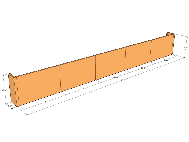 Retaining wall straight 20'5 x 30" Tall