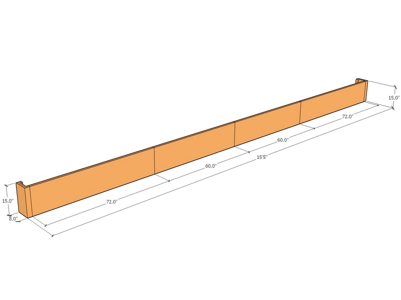 Retaining wall straight 22'5 x 15" Tall
