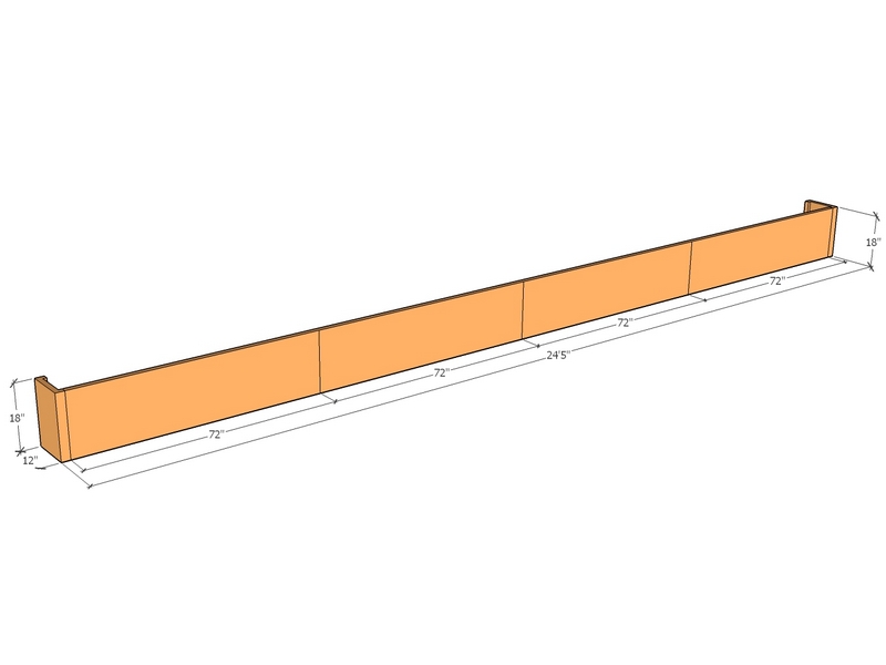 Retaining wall straight 24'5" long x 18"T