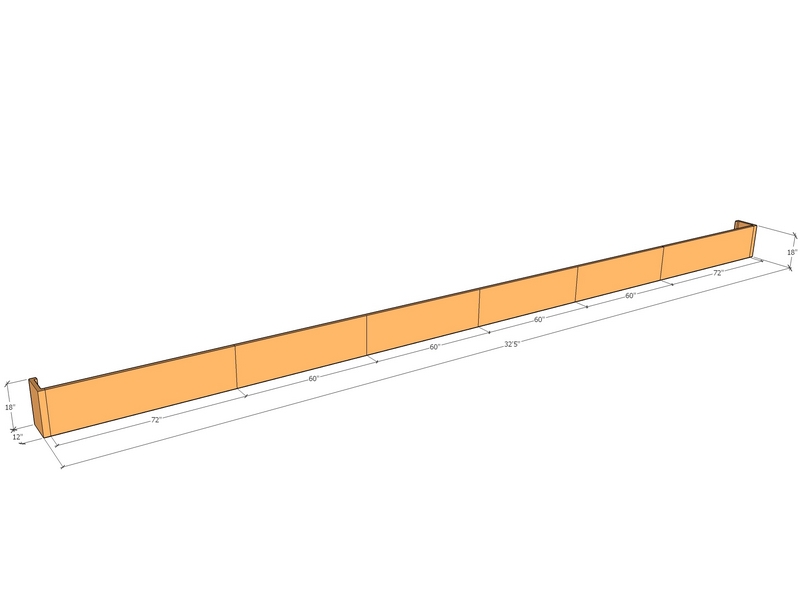 Retaining wall straight 32'5 x 18" Tall NTC