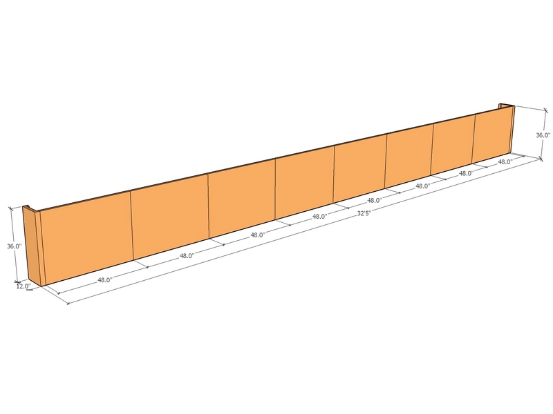 Retaining wall straight 32'5 x 36" Tall