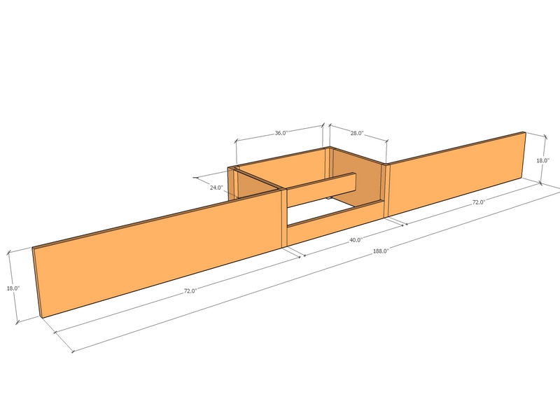 15'8" long x 18" tall with steps 3'4" wide