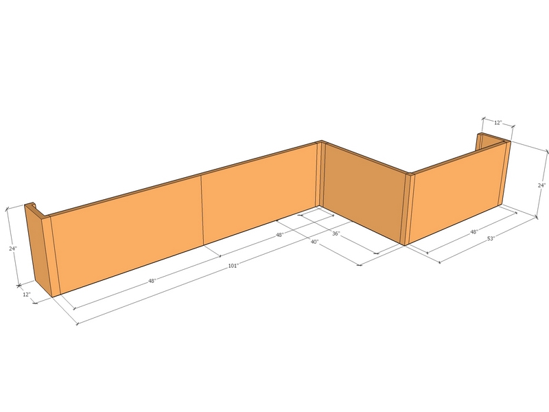 Retaining wall Z 8' x 3" x 4' x 24" Tall